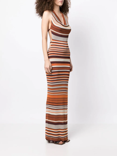 Shop Aya Muse Striped Sleeveless Maxi Dress In Multicolour
