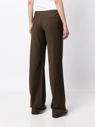 Shop Aya Muse Tie-fastening Straight-leg Trousers In Brown