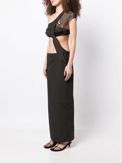 Christopher Esber Fringed Column Dress In Grey