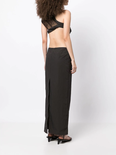 Christopher Esber Fringed Column Dress In Grey