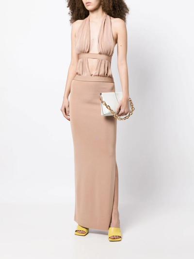 Shop Aya Muse Osier Pleated Maxi Dress In Pink