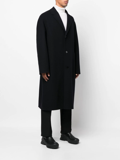 Jil Sander Semi-lined Double-breasted Virgin Wool Coat In Black