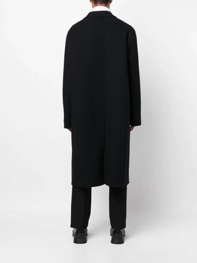 Jil Sander Semi-lined Double-breasted Virgin Wool Coat In Black
