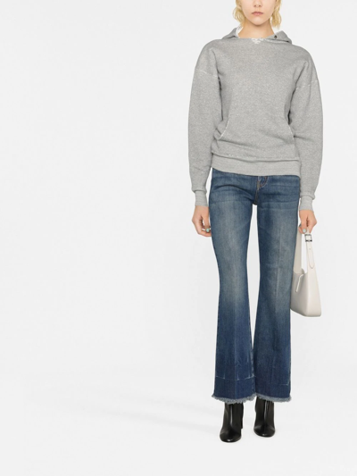 Saint Laurent Oversize Grunge Université Cotton Logo Graphic Hoodie In Grau