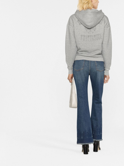 Saint Laurent Oversize Grunge Université Cotton Logo Graphic Hoodie In Grau