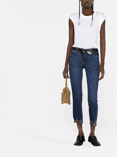 Shop Frame Le Crop Mini Bootleg Jeans In Blau