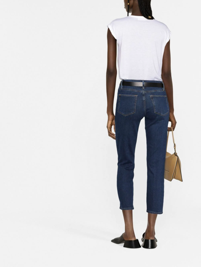 Shop Frame Le Crop Mini Bootleg Jeans In Blau