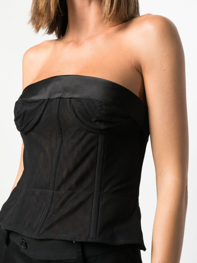 Shop Maison Margiela Tulle Bustier Top In Schwarz