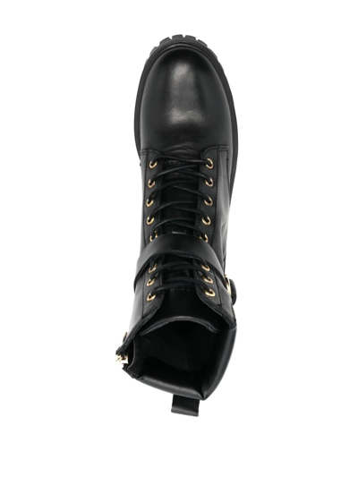 Shop Tommy Hilfiger Ankle-length Leather Biker Boots In Schwarz
