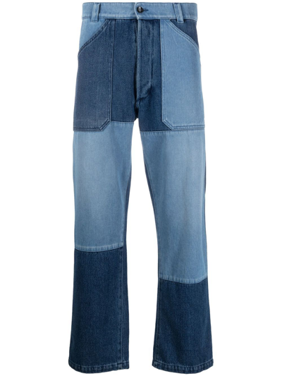 Shop Etro Patchwork Straight-leg Jeans In Blau
