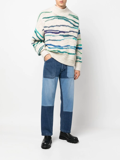 Shop Etro Patchwork Straight-leg Jeans In Blau