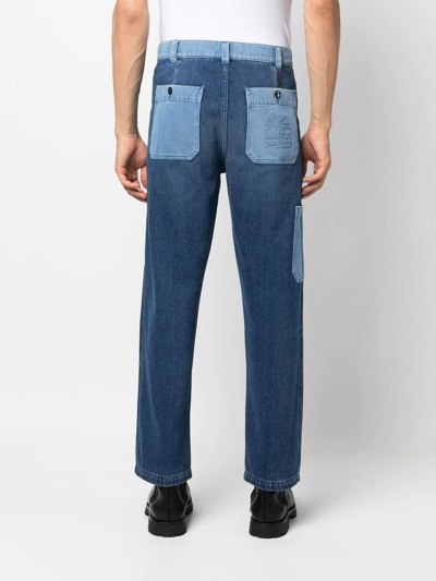 Shop Etro Patchwork Straight-leg Jeans In Blau