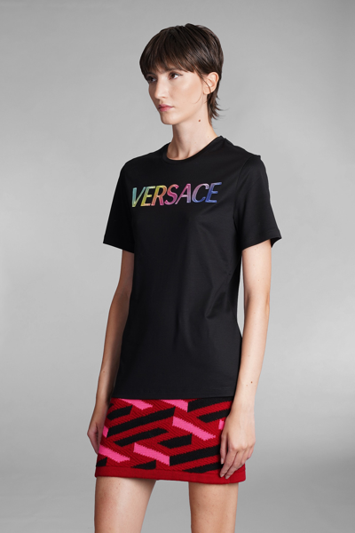 Shop Versace T-shirt In Black Cotton