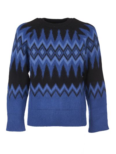 Shop Laneus Round Neck Sweater In Blue