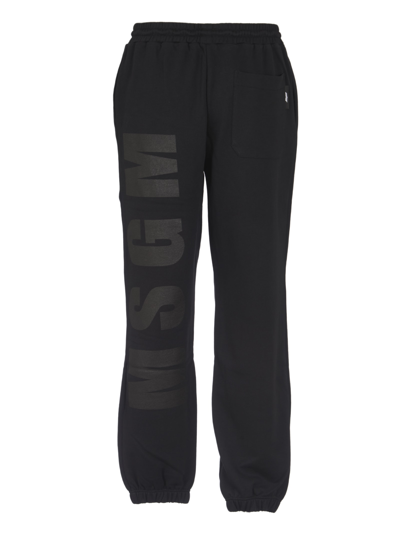 Shop Msgm Rear Logo Print Track Pants In Black