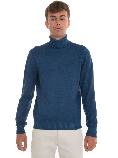 Shop Gran Sasso Turtleneck Pullover In Denim