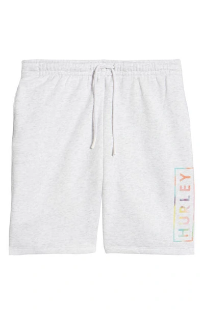 Shop Hurley Boxed Logo Fleece Shorts In White / Grey