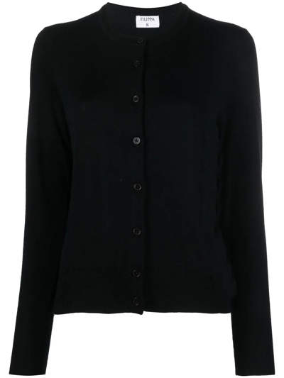 Shop Filippa K Merino Long-sleeve Cardigan In Schwarz