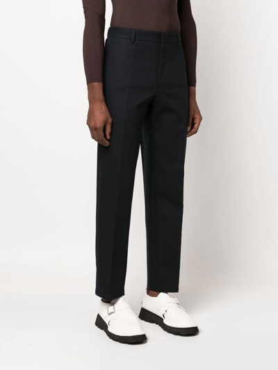 Shop Jil Sander Tailored-cut Cotton Trousers In Blau