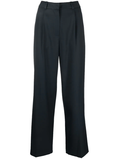 Shop Low Classic Wool-blend Straight-leg Trousers In Blue