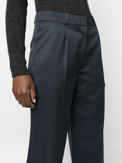 Shop Low Classic Wool-blend Straight-leg Trousers In Blue