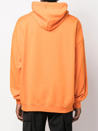 Shop Vetements Embroidered-logo Detail Hoodie In Orange