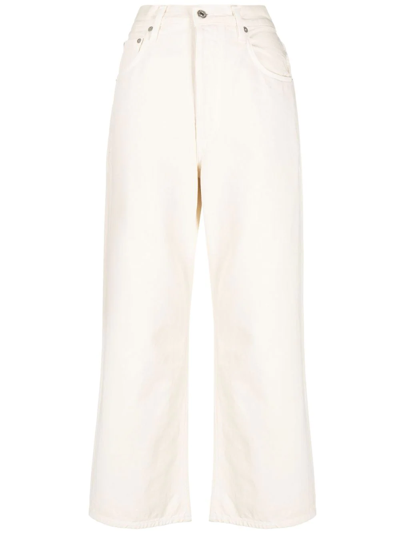 Shop Citizens Of Humanity Gaucho Wide-leg Cotton Jeans In Neutrals