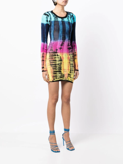 Shop Agr Tie-dye Print Long-sleeved Dress In Mehrfarbig