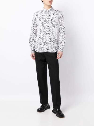 Shop Comme Des Garçons Homme Deux Pinstripe-print Tailored Trousers In Schwarz