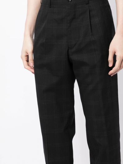Shop Comme Des Garçons Homme Deux Check-print Tailored Trousers In Schwarz