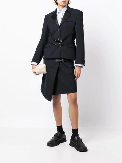 Rokh Buckled-waistband Detail Blazer In Blau