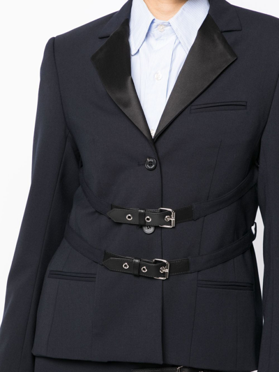 Rokh Buckled-waistband Detail Blazer In Blau