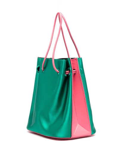 Shop Medea Colour-block Leather Tote Bag In Green