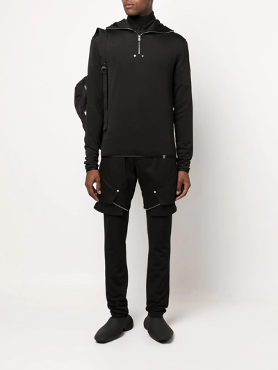 Alyx Shell-trimmed Jersey Half-zip Hoodie In Schwarz