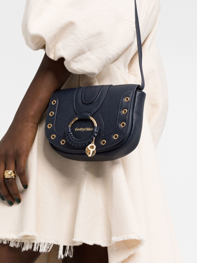Shop See By Chloé Hana Eyelet-embellished Shoulder Bag In Blau