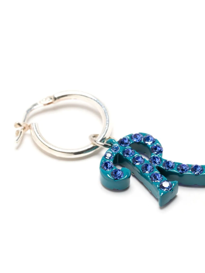 Shop Raf Simons Crystal-embellished Logo Earring In Blau