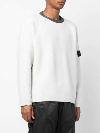 Shop Stone Island Shadow Project Compass-patch Wool Jumper In Weiss