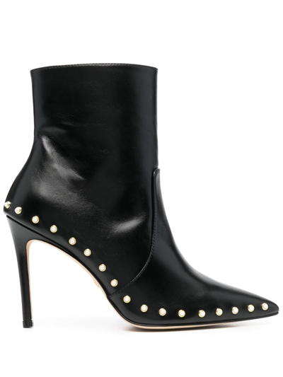 Shop Stuart Weitzman Pearl-detail 110mm Leather Boots In Schwarz