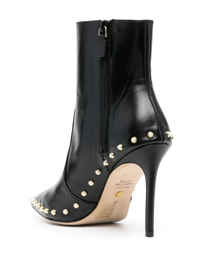 Shop Stuart Weitzman Pearl-detail 110mm Leather Boots In Schwarz