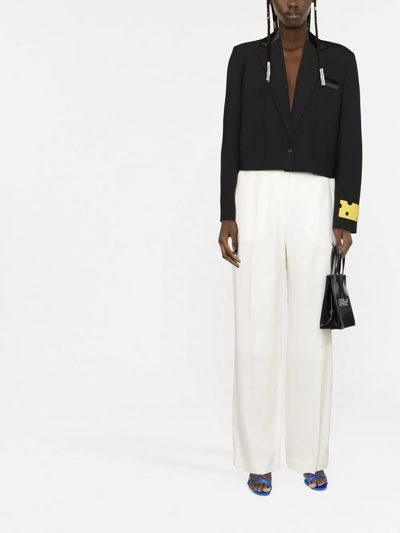 Off-white Single-breasted Cropped Blazer In Black