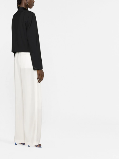 Off-white Single-breasted Cropped Blazer In Black