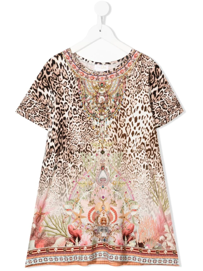 Shop Camilla Animal-print Flared T-shirt Dress In Seahorse Sonnet
