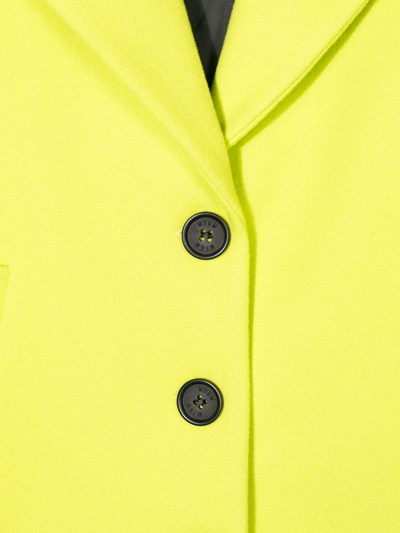 Msgm Logo-patch Single-breasted Coat In Green