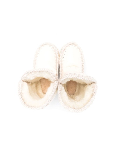 Shop Mou Shearling-lined Leather Boots In White