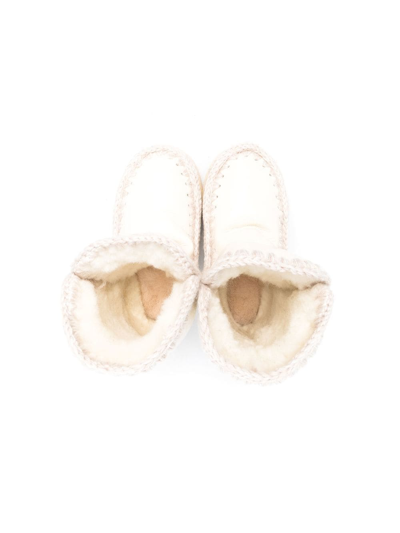 Mou Shearling-lined Leather Boots In White