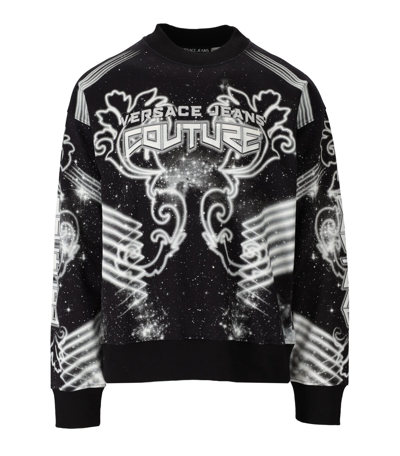 VERSACE JEANS COUTURE PANEL GALAXY BLACK WHITE SWEATSHIRT 