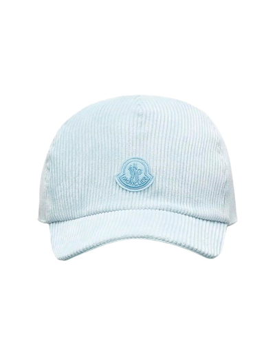 Shop Moncler Logo Patch Ribbed Basebcall Cap In Blue
