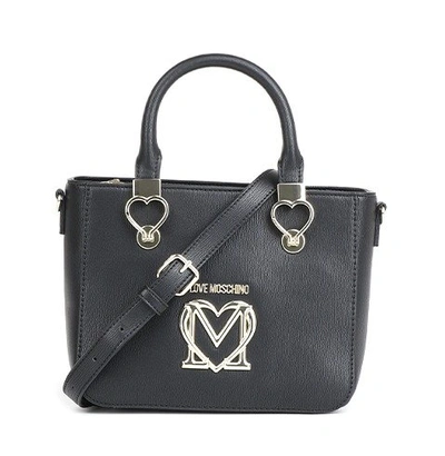 Shop Love Moschino Logo Lettering Zipped Tote Bag In Black
