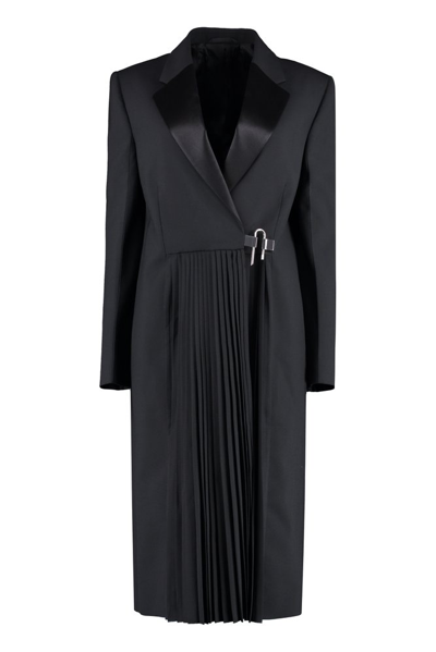 Shop Givenchy Pleat Detailed Asymmetric Coat In Black
