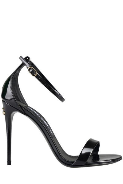 Shop Dolce & Gabbana Logo Plaque High Heel Sandals In Black